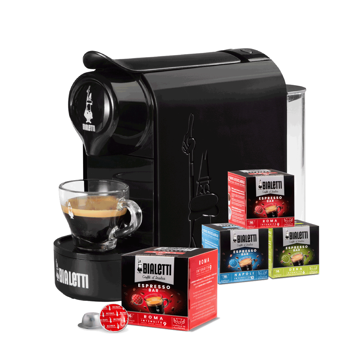 Gioia Bialetti - Macchina da Caffè Espresso con 4 box di capsule a scelta